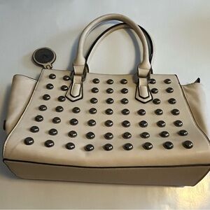 versace 1969 abbigliamento sportivo srl Italia Cream Double Handle Studed Purse